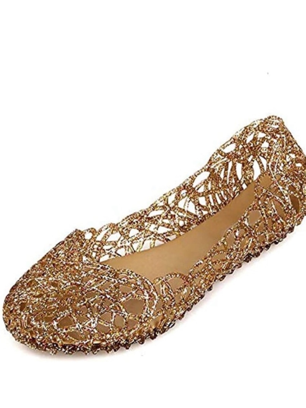 Jelly Shoes Gold/Glittery Women's Flats Size 6